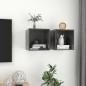 vidaXL Armario pared 2 uds madera contrachapada gris brillo 37x37x37cm