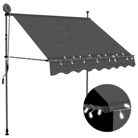 vidaXL Toldo manual retráctil con LED gris antracita 100 cm