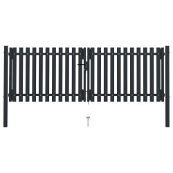 vidaXL Cancela doble de valla de acero gris antracita 306x175 cm