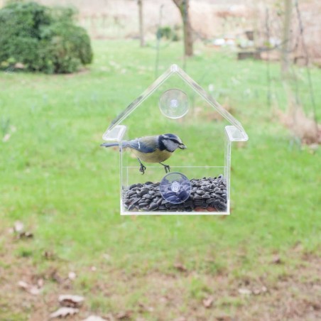 Esschert Design Comedero de ventana acríclico 15x10x15,3 cm FB370