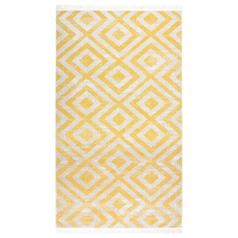 vidaXL Alfombra de exterior tejido plano amarillo y beige 115x170 cm vidaXL Alfombra de exterior tejido plano amarillo y beige 115x170 cm