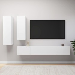 vidaXL Set de muebles de salón TV 4 piezas madera de ingeniería blanco