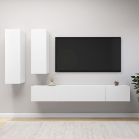 vidaXL Set de muebles de salón TV 4 piezas madera de ingeniería blanco
