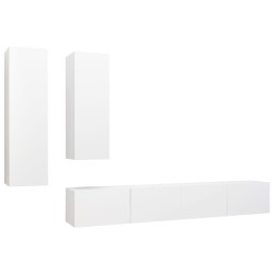 vidaXL Set de muebles de salón TV 4 piezas madera de ingeniería blanco