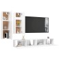 vidaXL Set de muebles de salón TV 4 piezas madera de ingeniería blanco vidaXL Set de muebles de salón TV 4 piezas madera de ingeniería blanco