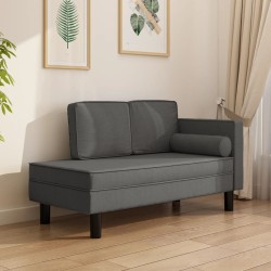vidaXL Sofá diván con cojines y almohada tela gris oscuro