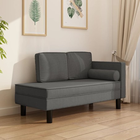 vidaXL Sofá diván con cojines y almohada tela gris oscuro