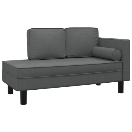 vidaXL Sofá diván con cojines y almohada tela gris oscuro