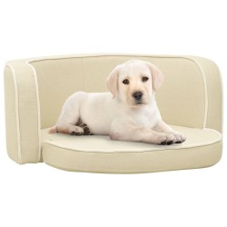 vidaXL Sofá plegable para perro cojín lavable de lino crema 76x71x30cm