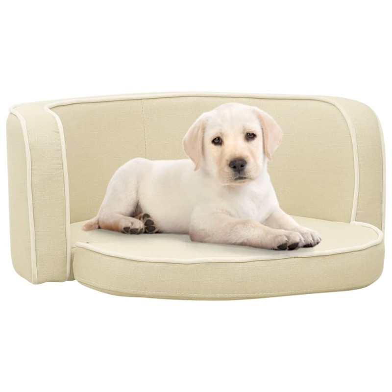 vidaXL Sofá plegable para perro cojín lavable de lino crema 76x71x30cm vidaXL Sofá plegable para perro cojín lavable de lino crema 76x71x30cm
