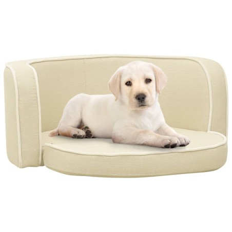vidaXL Sofá plegable para perro cojín lavable de lino crema 76x71x30cm