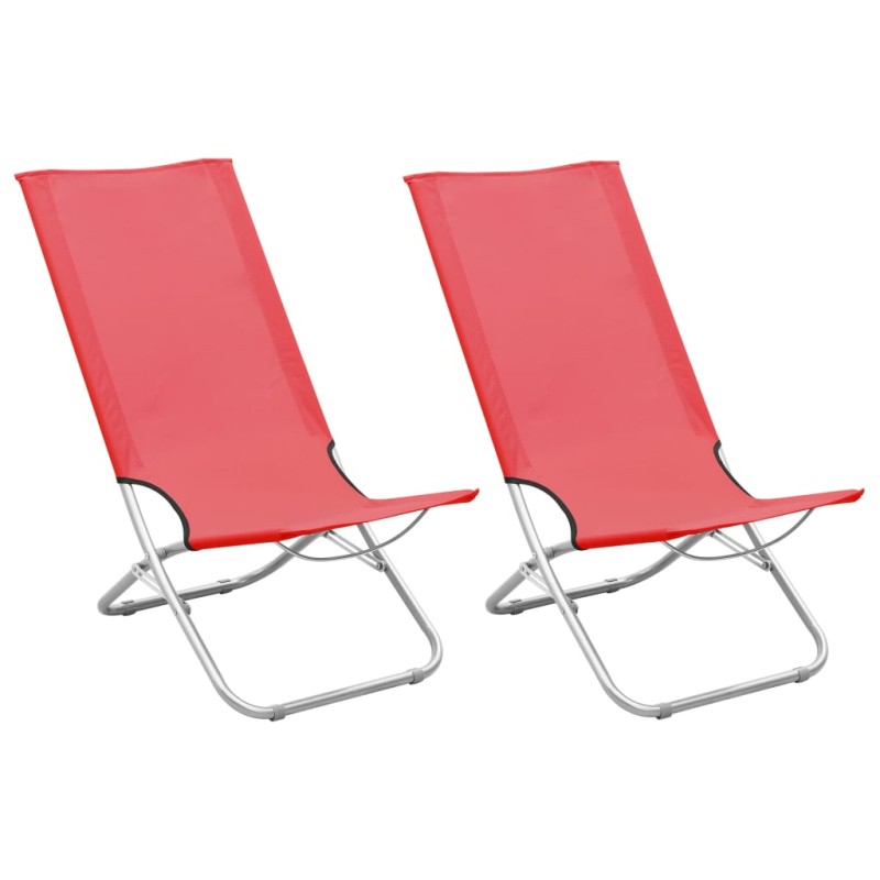 vidaXL Sillas de playa plegables 2 unidades tela rojo vidaXL Sillas de playa plegables 2 unidades tela rojo