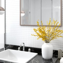 vidaXL Azulejos de mosaico 11 unidades vidrio blanco 30x30 cm