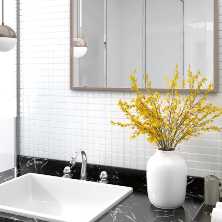 vidaXL Azulejos de mosaico 11 unidades vidrio blanco 30x30 cm