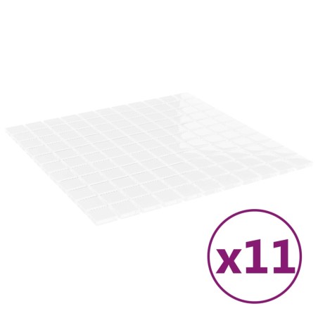 vidaXL Azulejos de mosaico 11 unidades vidrio blanco 30x30 cm