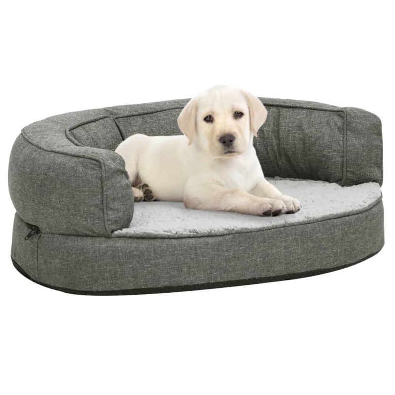 vidaXL Colchón de cama de perro ergonómico aspecto lino gris 60x42cm vidaXL Colchón de cama de perro ergonómico aspecto lino gris 60x42cm