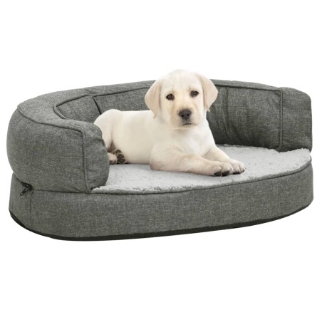vidaXL Colchón de cama de perro ergonómico aspecto lino gris 60x42cm