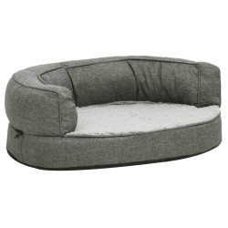 vidaXL Colchón de cama de perro ergonómico aspecto lino gris 60x42cm