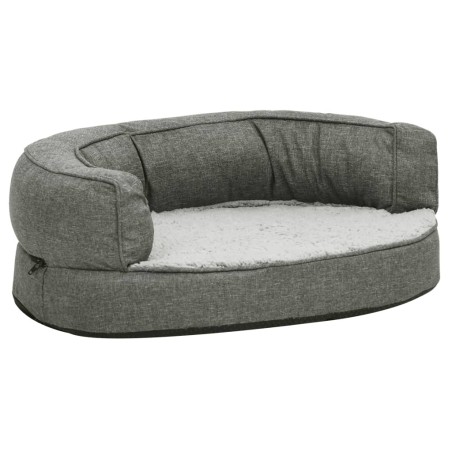 vidaXL Colchón de cama de perro ergonómico aspecto lino gris 60x42cm