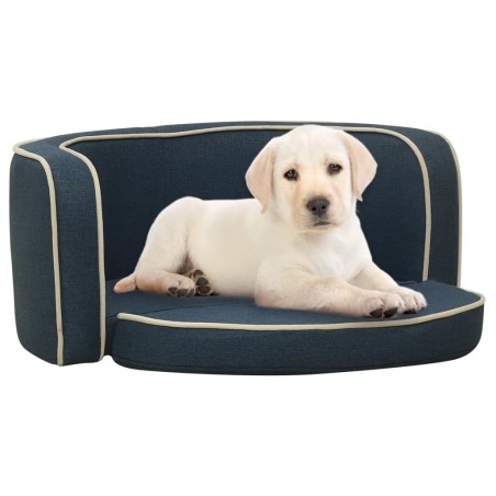 vidaXL Sofá plegable para perro cojín lavable de lino azul 76x71x30cm