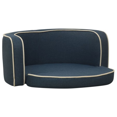 vidaXL Sofá plegable para perro cojín lavable de lino azul 76x71x30cm