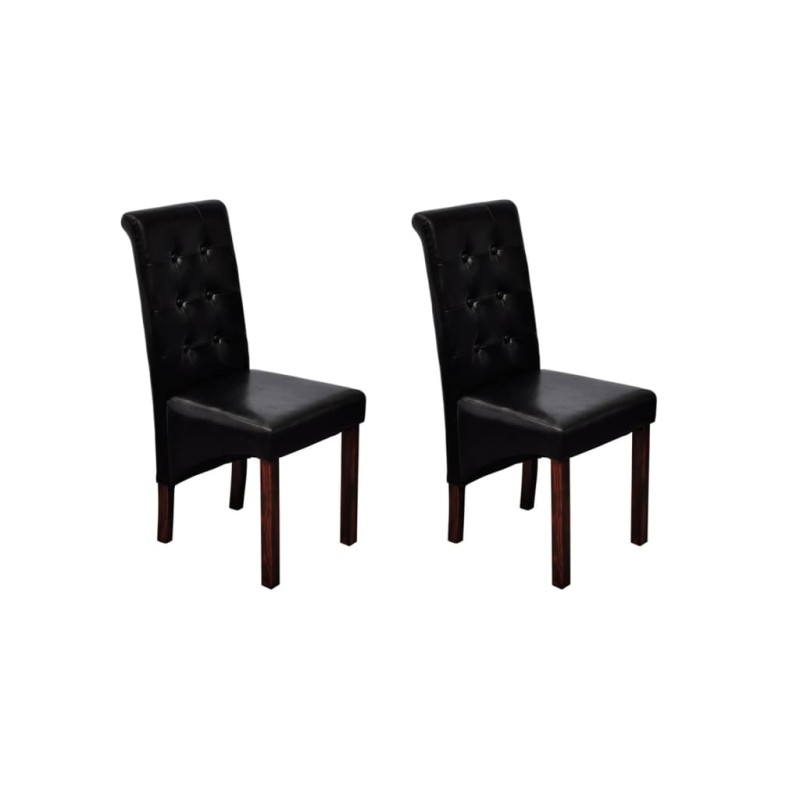 vidaXL Sillas de comedor 2 unidades cuero sintético negro vidaXL Sillas de comedor 2 unidades cuero sintético negro