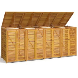 vidaXL Cobertizo para 4 cubos de basura madera acacia 280x89x117cm