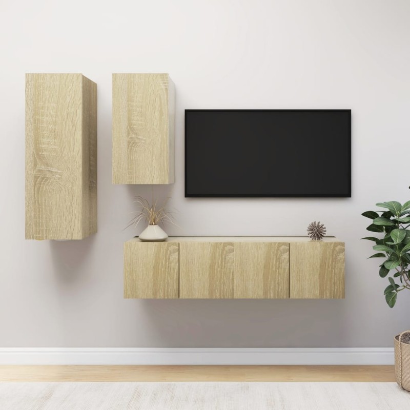vidaXL Juego de muebles de salón 4 piezas roble Sonoma