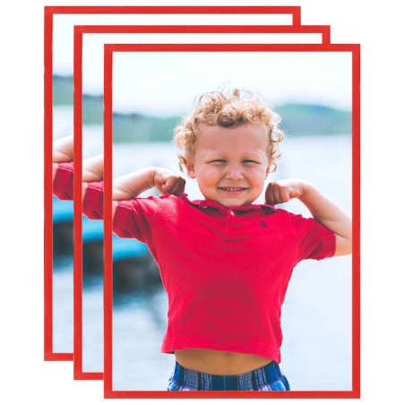 vidaXL Marcos de foto collage de pared/mesa 3 uds rojo MDF 59,4x84 cm