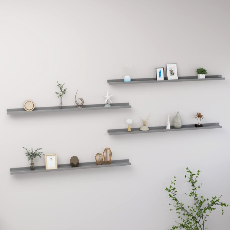 vidaXL Estantes de pared 4 unidades gris 115x9x3 cm vidaXL Estantes de pared 4 unidades gris 115x9x3 cm