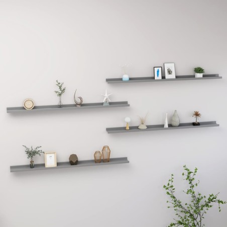 vidaXL Estantes de pared 4 unidades gris 115x9x3 cm