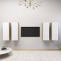 vidaXL Muebles de salón 4 piezas blanco y roble Sonoma 30,5x30x90 cm