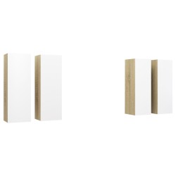 vidaXL Muebles de salón 4 piezas blanco y roble Sonoma 30,5x30x90 cm