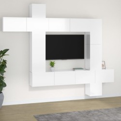 vidaXL Set de muebles de TV 9 pzas madera contrachapada blanco brillo