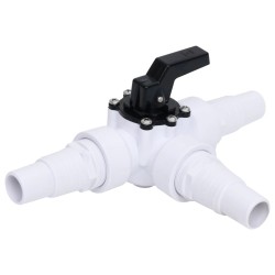 vidaXL Válvula de bola de 3 vías para piscina blanca y negra