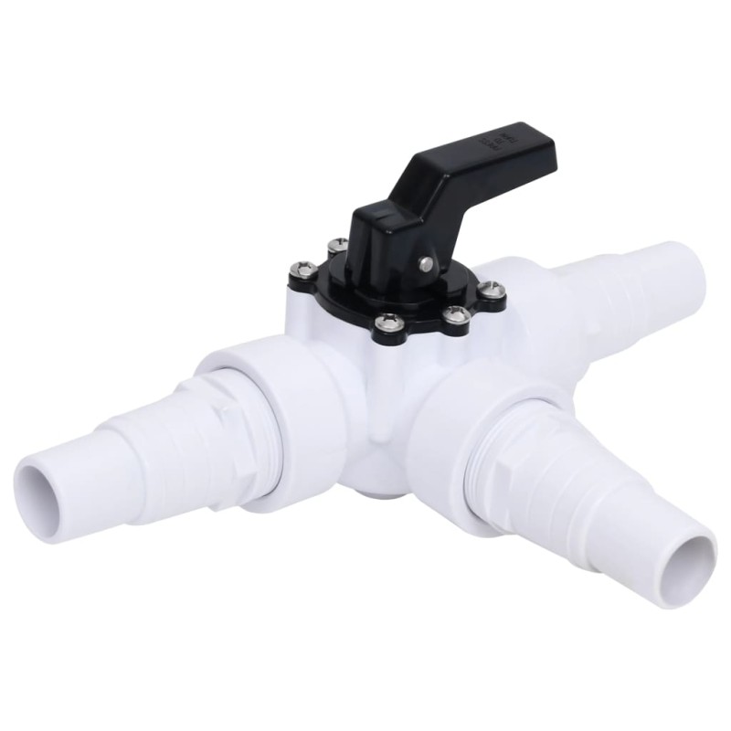 vidaXL Válvula de bola de 3 vías para piscina blanca y negra vidaXL Válvula de bola de 3 vías para piscina blanca y negra