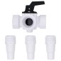 vidaXL Válvula de bola de 3 vías para piscina blanca y negra vidaXL Válvula de bola de 3 vías para piscina blanca y negra