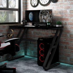 vidaXL Escritorio gaming con patas forma ZZ negro 110x60x75cm
