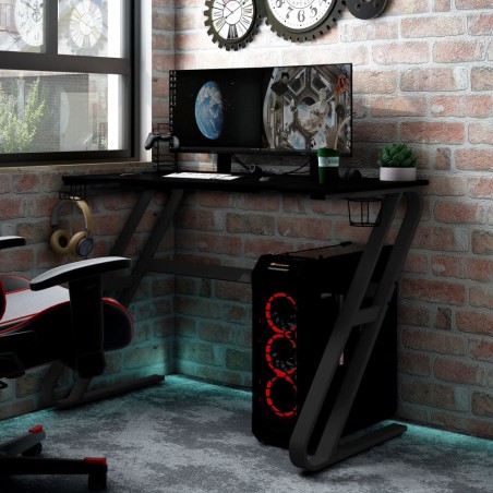 vidaXL Escritorio gaming con patas forma ZZ negro 110x60x75cm