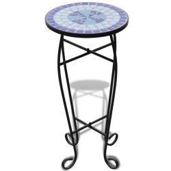 vidaXL Mesa auxiliar para plantas mosaico azul y blanco