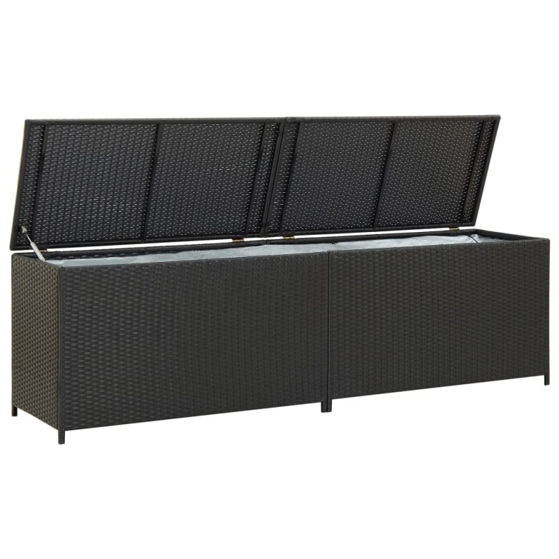 vidaXL Caja de almacenaje de jardín ratán sintético negro 200x50x60 cm vidaXL Caja de almacenaje de jardín ratán sintético negro 200x50x60 cm