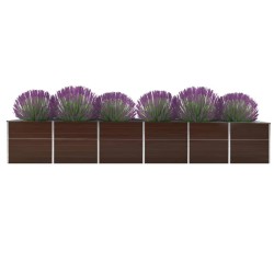 vidaXL Arriate de jardín de acero galvanizado marrón 480x80x77 cm