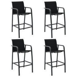 vidaXL Sillas altas de jardín 4 unidades textilene negro