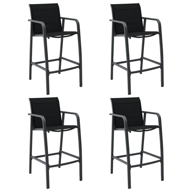 vidaXL Sillas altas de jardín 4 unidades textilene negro vidaXL Sillas altas de jardín 4 unidades textilene negro