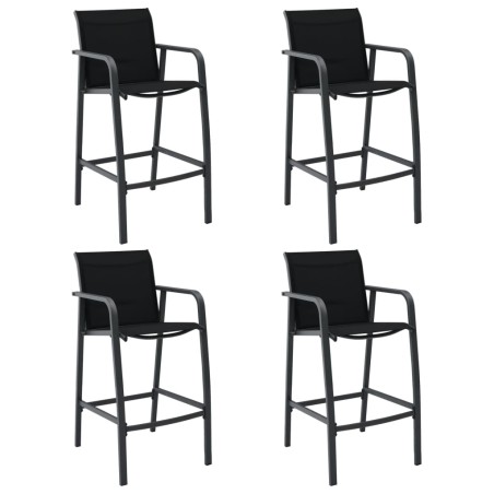 vidaXL Sillas altas de jardín 4 unidades textilene negro
