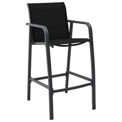 vidaXL Sillas altas de jardín 4 unidades textilene negro