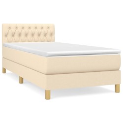 vidaXL Cama box spring con colchón tela color crema 80x200 cm