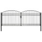 vidaXL Cancela de valla doble puerta con arco 400x175 cm acero negro vidaXL Cancela de valla doble puerta con arco 400x175 cm acero negro