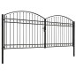 vidaXL Cancela de valla doble puerta con arco 400x175 cm acero negro vidaXL Cancela de valla doble puerta con arco 400x175 cm acero negro