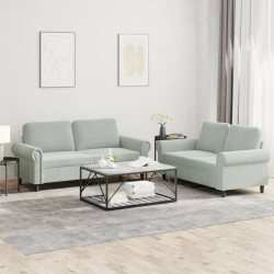 vidaXL Juego de sofás con cojines 2 piezas terciopelo gris claro
